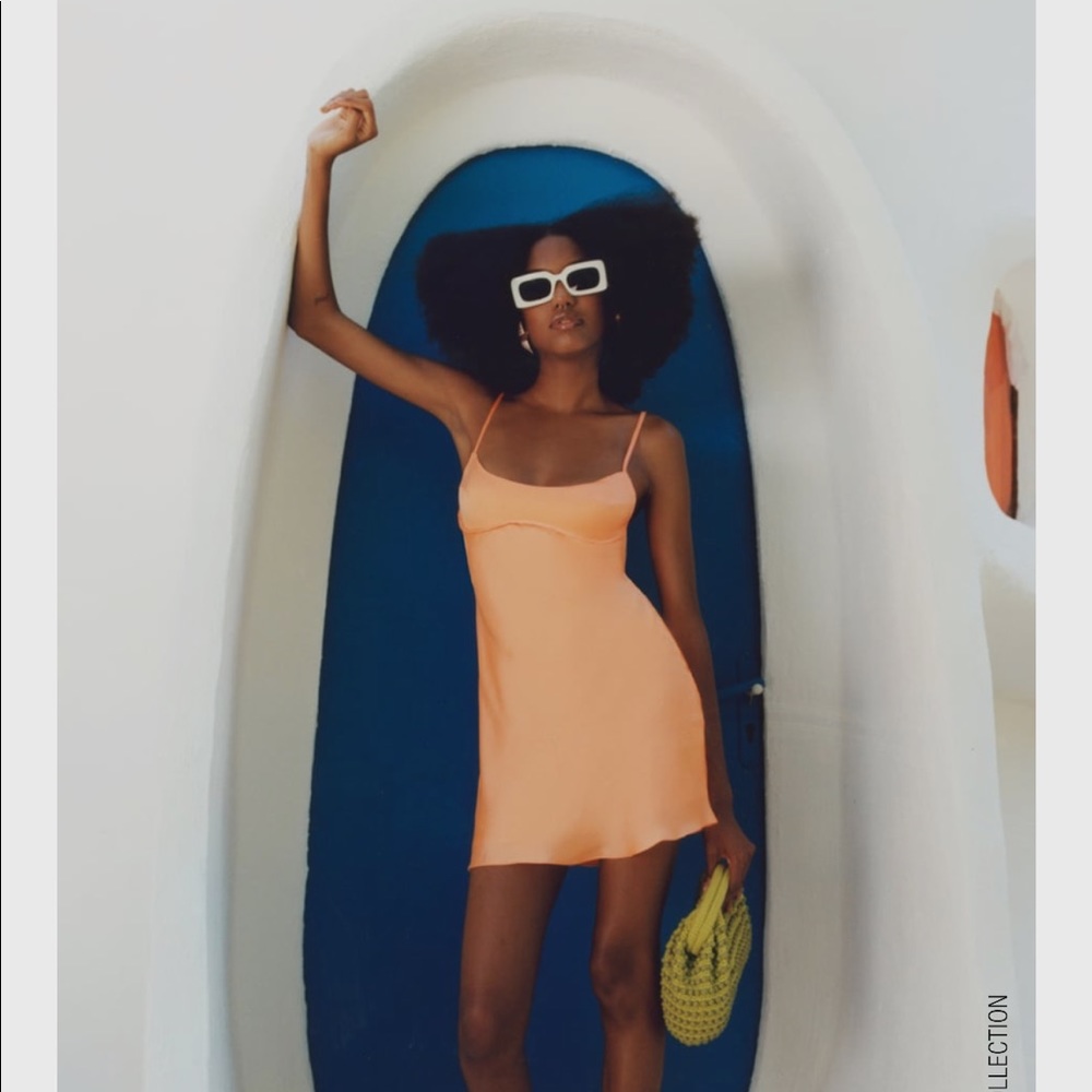 Orange satin Zara mini dress